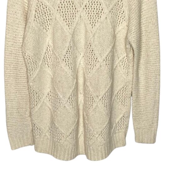 American Eagle Womens Open Cable Knit Sweater Size Extra Large Cream Casual Cozy - Picture 12 of 14